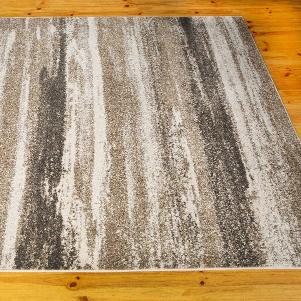 Modern Abstract Area Rug Beige 5X7 | Stain-Resistant, Cozy