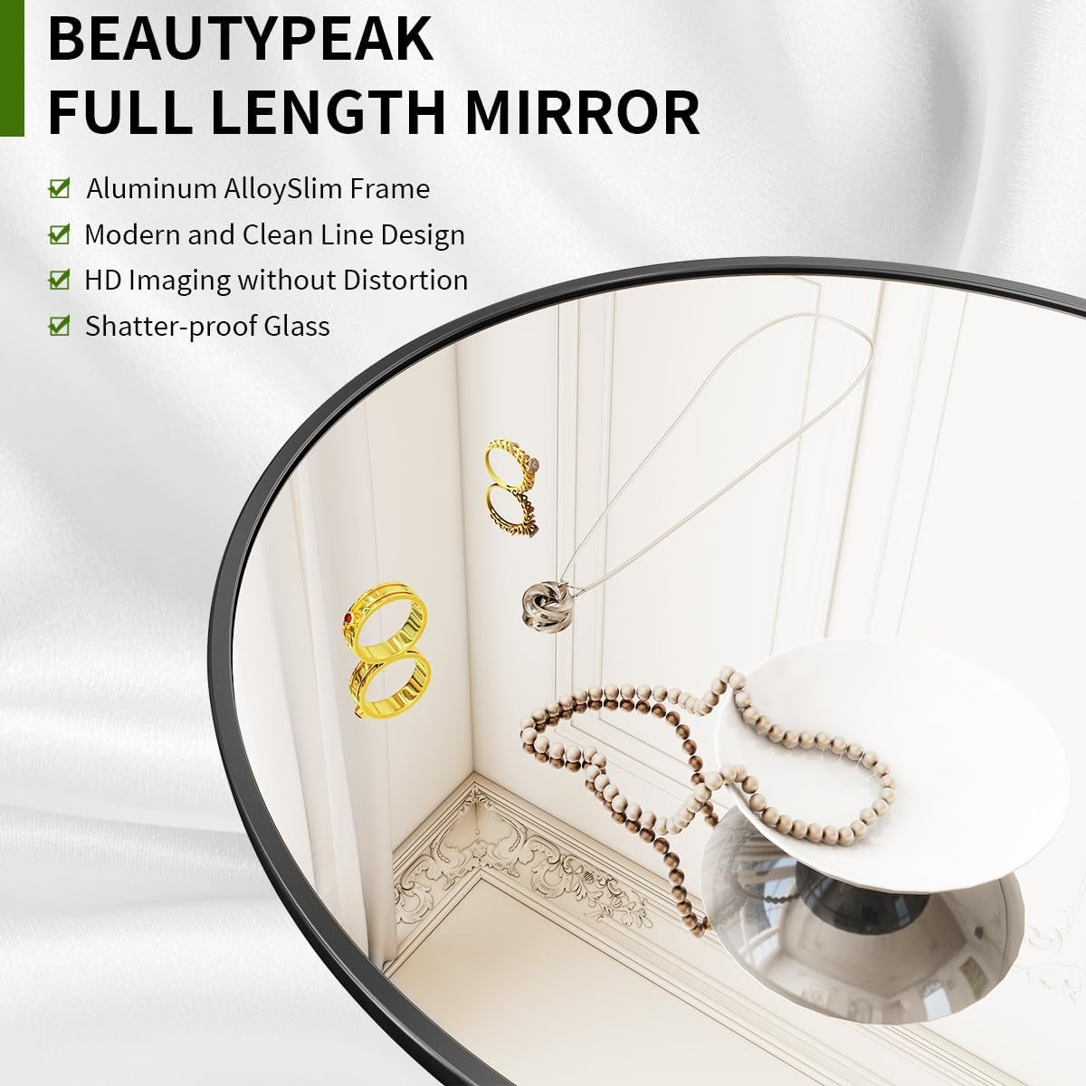 Arch Mirror Full Length, 59"X16" Wall Mirrors, Full Body Floor Mirror Aluminum Alloy Frame, Suitable for Bedroom, Dressing Room, Black | Full Length Mirror with Arched Top Design, Perfect for Bedrooms, Dressing Rooms, Closets, Entryways, and Living Spaces