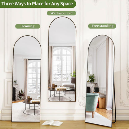 Arch Mirror Full Length, 59"X16" Wall Mirrors, Full Body Floor Mirror Aluminum Alloy Frame, Suitable for Bedroom, Dressing Room, Black | Full Length Mirror with Arched Top Design, Perfect for Bedrooms, Dressing Rooms, Closets, Entryways, and Living Spaces
