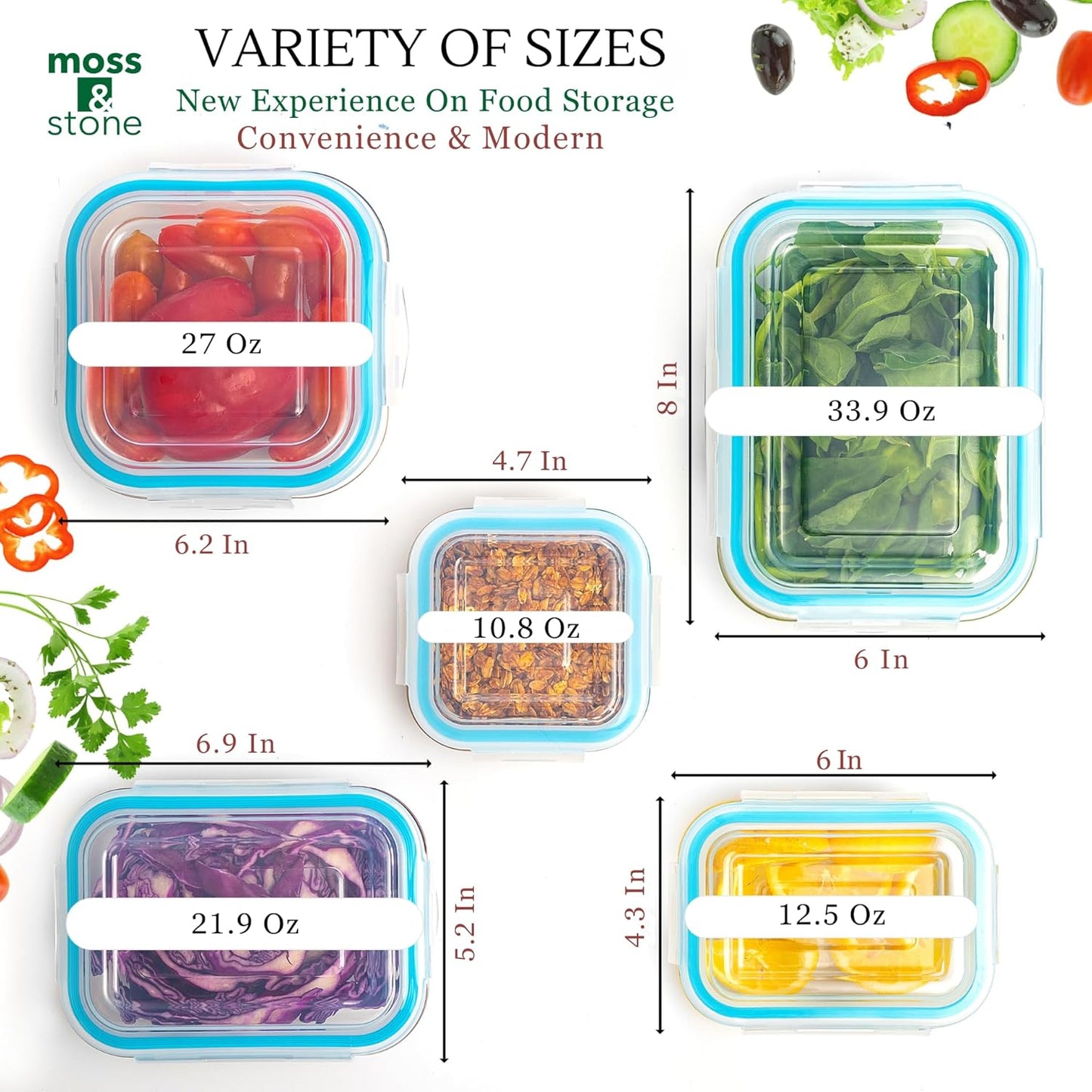 10-Piece Borosilicate Glass Food Storage Set with Leak-Proof Snap-Lock Lids – Airtight, BPA-Free, Freezer, Microwave, and Oven Safe (Glass Only) – Stackable and Nestable Design