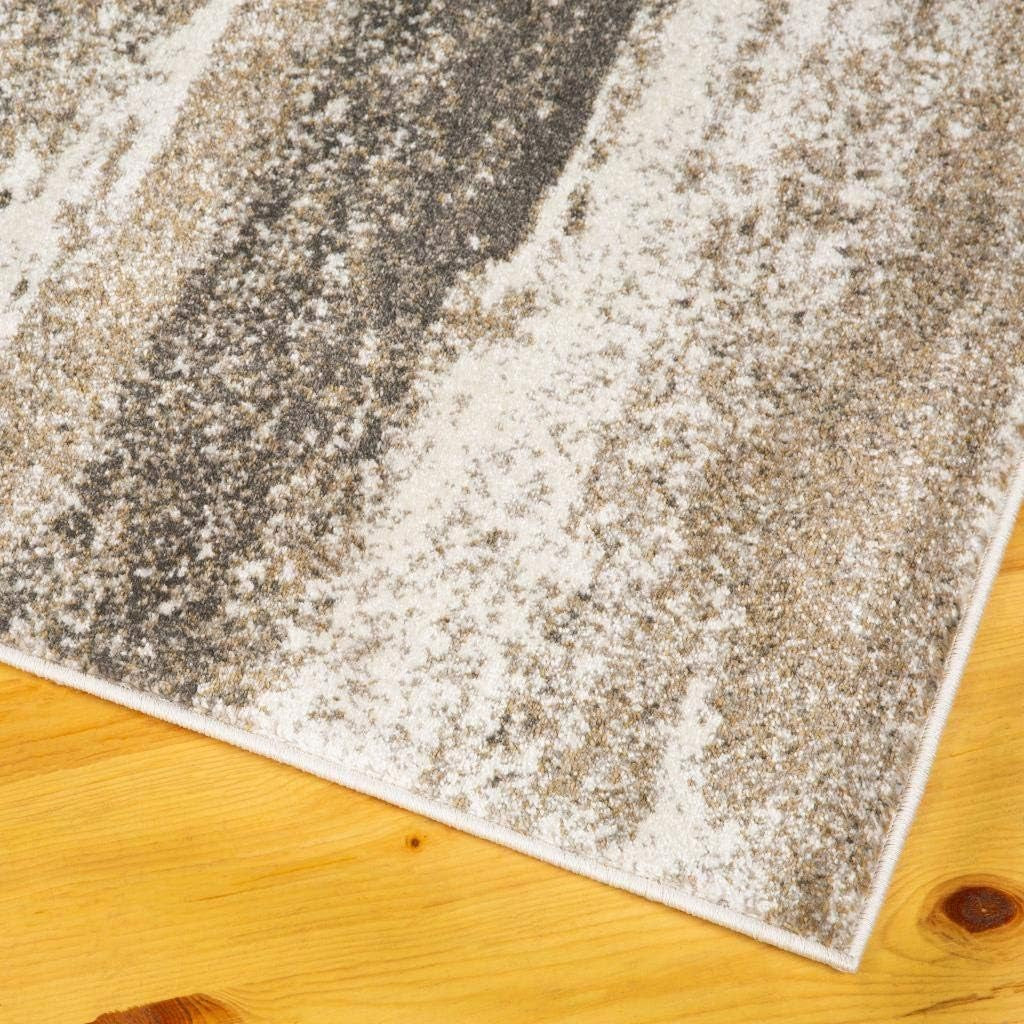 Modern Abstract Area Rug Beige 5X7 | Stain-Resistant, Cozy