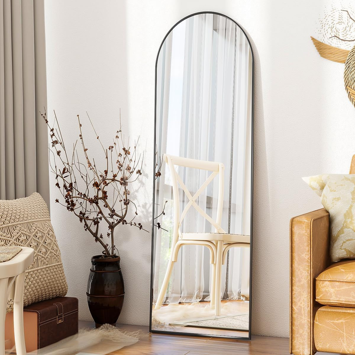 Arch Mirror Full Length, 59"X16" Wall Mirrors, Full Body Floor Mirror Aluminum Alloy Frame, Suitable for Bedroom, Dressing Room, Black | Full Length Mirror with Arched Top Design, Perfect for Bedrooms, Dressing Rooms, Closets, Entryways, and Living Spaces