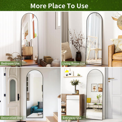 Arch Mirror Full Length, 59"X16" Wall Mirrors, Full Body Floor Mirror Aluminum Alloy Frame, Suitable for Bedroom, Dressing Room, Black | Full Length Mirror with Arched Top Design, Perfect for Bedrooms, Dressing Rooms, Closets, Entryways, and Living Spaces